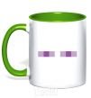 Mug with a colored handle Minecraft eyes kelly-green фото