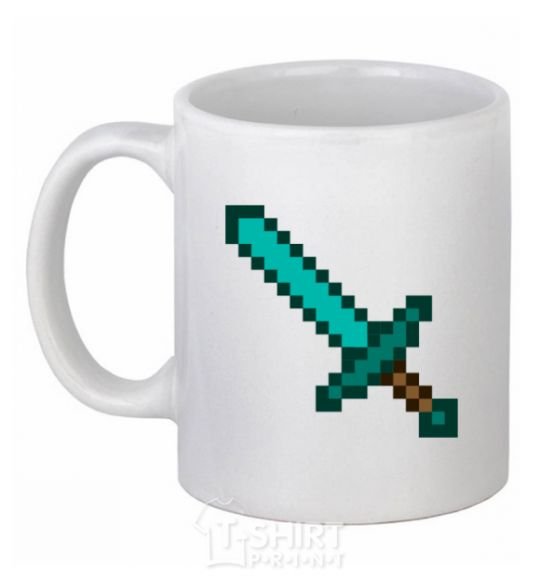 Ceramic mug Minecraft sword White фото