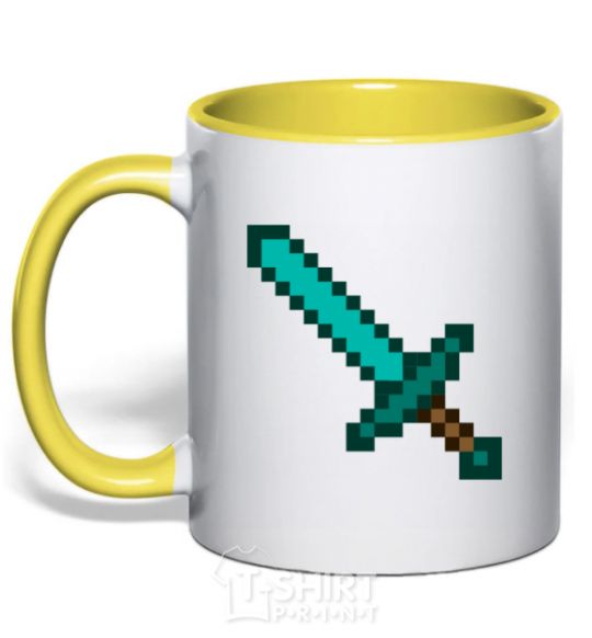 Mug with a colored handle Minecraft sword yellow фото