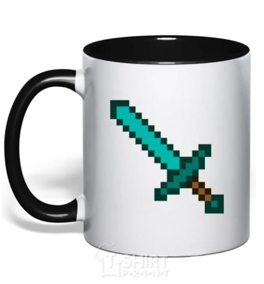Mug with a colored handle Minecraft sword black фото
