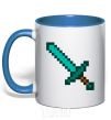Mug with a colored handle Minecraft sword royal-blue фото