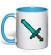 Mug with a colored handle Minecraft sword sky-blue фото