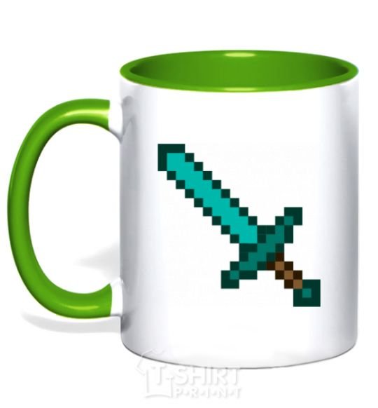 Mug with a colored handle Minecraft sword kelly-green фото