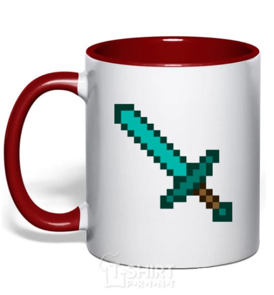 Mug with a colored handle Minecraft sword red фото