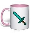 Mug with a colored handle Minecraft sword light-pink фото