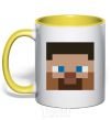 Mug with a colored handle Minecraft hero yellow фото