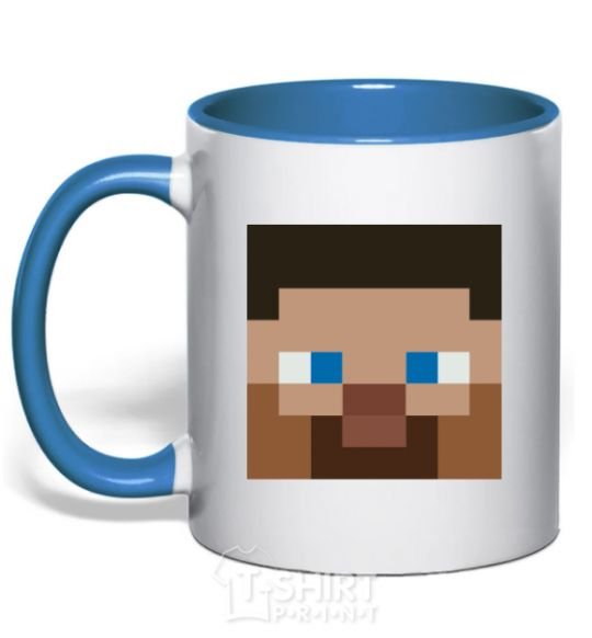 Mug with a colored handle Minecraft hero royal-blue фото