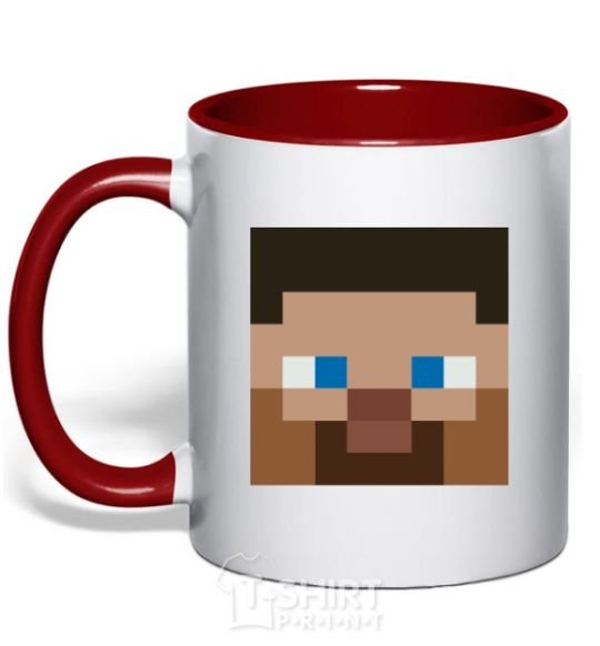Mug with a colored handle Minecraft hero red фото