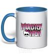 Mug with a colored handle Monster high logo bright royal-blue фото