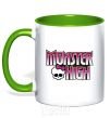 Mug with a colored handle Monster high logo bright kelly-green фото
