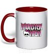 Mug with a colored handle Monster high logo bright red фото