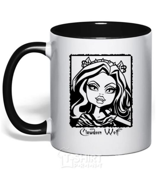 Mug with a colored handle Clawdeen Wolf black фото