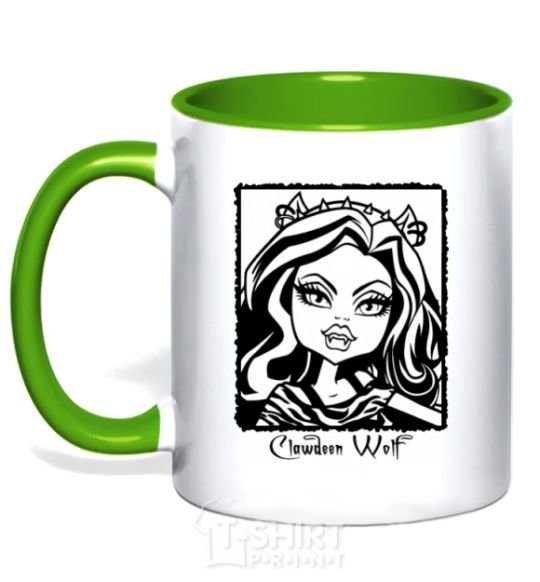 Mug with a colored handle Clawdeen Wolf kelly-green фото