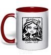 Mug with a colored handle Clawdeen Wolf red фото