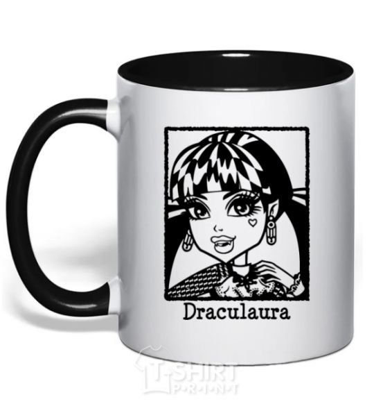 Mug with a colored handle Draculaura lady black фото