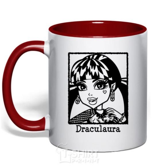 Mug with a colored handle Draculaura lady red фото