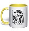 Mug with a colored handle Frankie Stein yellow фото