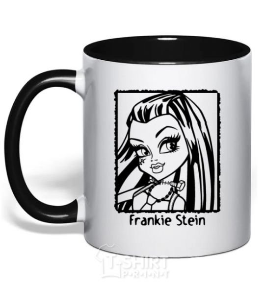 Mug with a colored handle Frankie Stein black фото