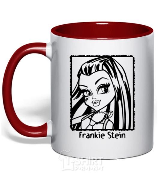 Mug with a colored handle Frankie Stein red фото