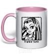 Mug with a colored handle Frankie Stein light-pink фото