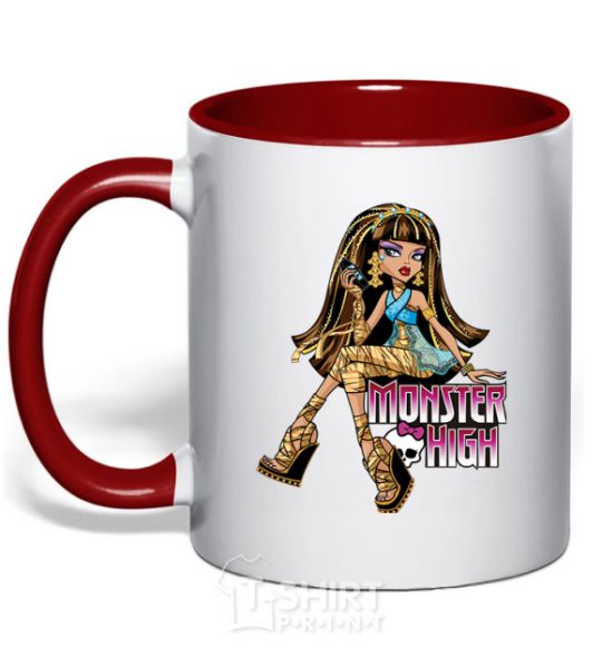 Mug with a colored handle Cleo red фото