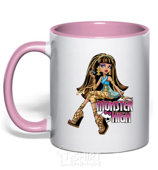 Mug with a colored handle Cleo light-pink фото