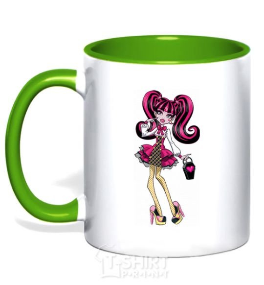 Mug with a colored handle Draculaura Monster kelly-green фото