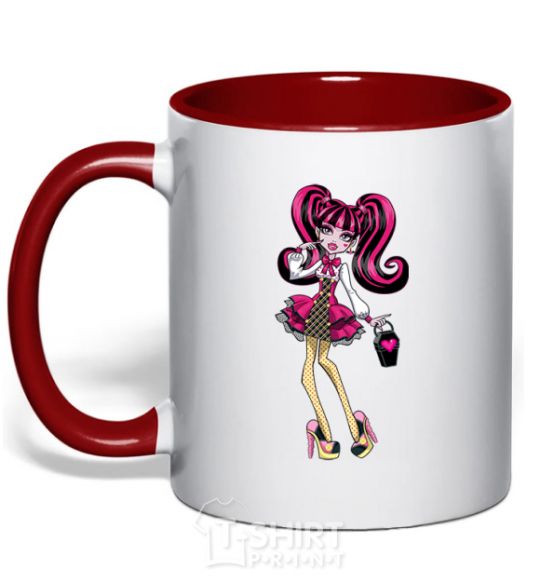 Mug with a colored handle Draculaura Monster red фото