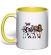 Mug with a colored handle Monster High girls yellow фото