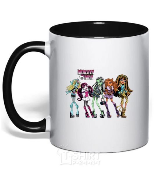 Mug with a colored handle Monster High girls black фото