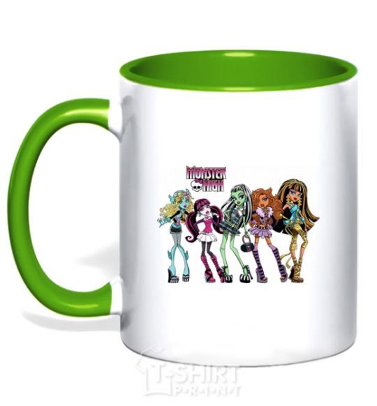 Mug with a colored handle Monster High girls kelly-green фото