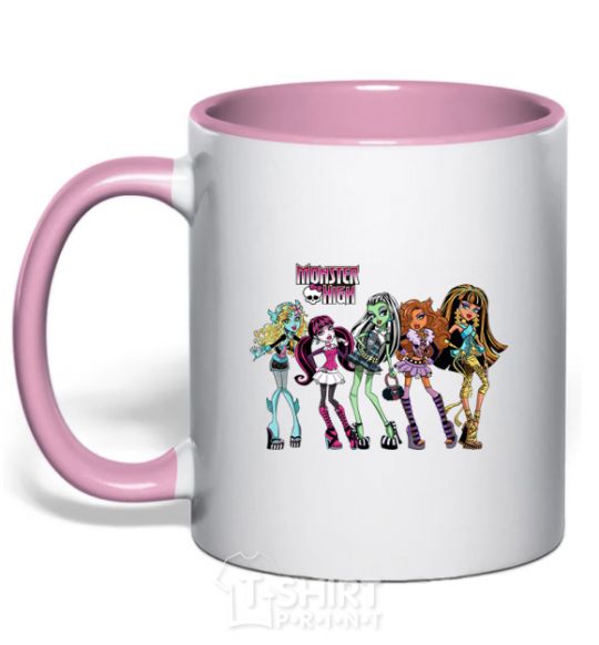 Mug with a colored handle Monster High girls light-pink фото