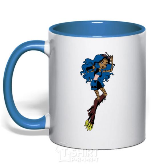 Чашка с цветной ручкой Monster girl Ярко-синий фото