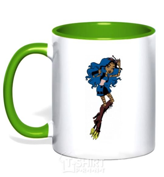 Mug with a colored handle Monster girl kelly-green фото
