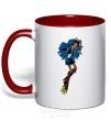 Mug with a colored handle Monster girl red фото