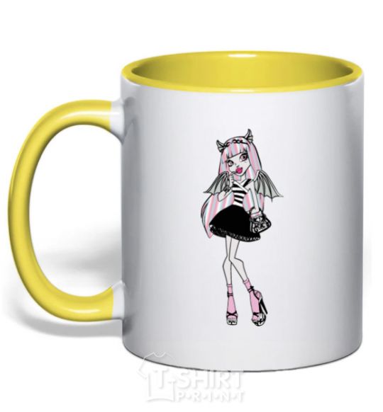 Чашка с цветной ручкой Monster high girl Солнечно желтый фото