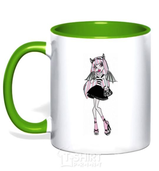 Mug with a colored handle Monster high girl kelly-green фото