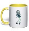 Mug with a colored handle Draculaura yellow фото