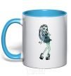 Mug with a colored handle Draculaura sky-blue фото