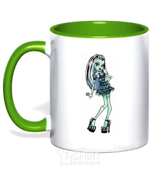 Mug with a colored handle Draculaura kelly-green фото