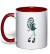 Mug with a colored handle Draculaura red фото