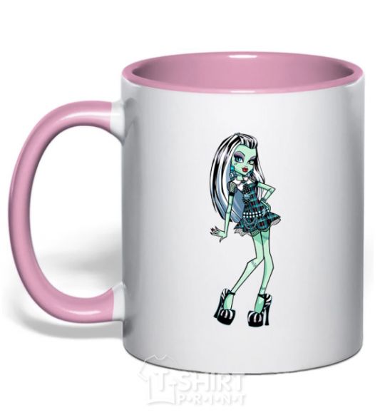 Mug with a colored handle Draculaura light-pink фото