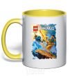 Mug with a colored handle Battle yellow фото