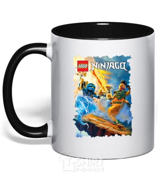 Mug with a colored handle Battle black фото