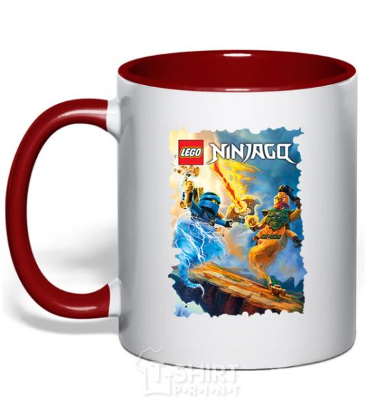 Mug with a colored handle Battle red фото