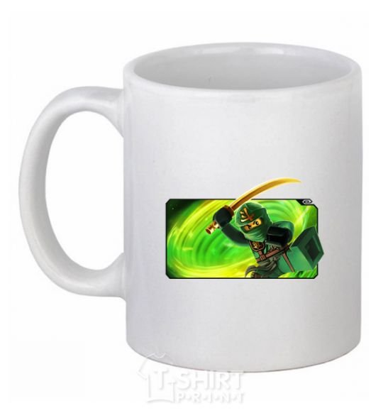 Ceramic mug Green warrior White фото