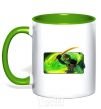 Mug with a colored handle Green warrior kelly-green фото