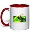 Mug with a colored handle Green warrior red фото