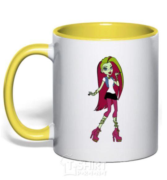 Mug with a colored handle Venus Mcflytrap yellow фото