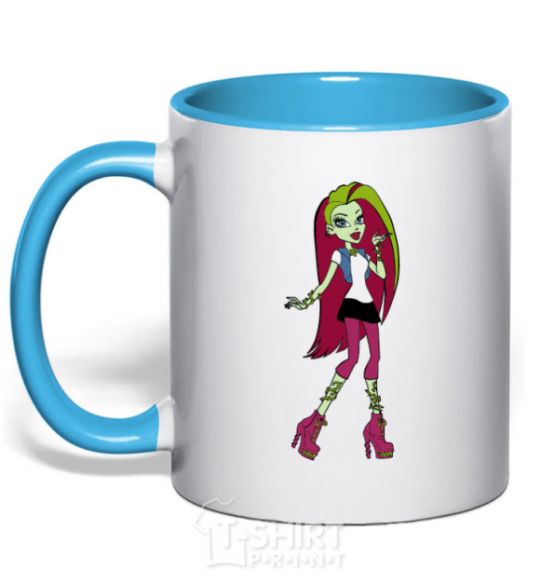 Mug with a colored handle Venus Mcflytrap sky-blue фото